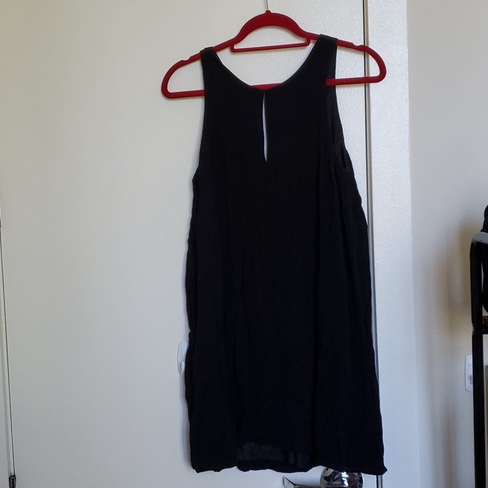 Silk-blend Keyhole Black Dress